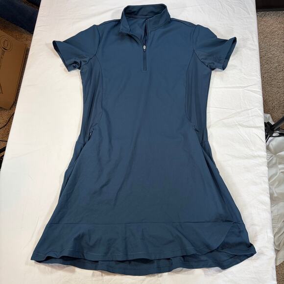 Adidas women’s performance dress. Golf. Tennis. M. Navy. Mock neck. Quarter zip - Picture 3 of 7